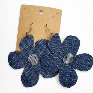 Up cycled flower denim earrings